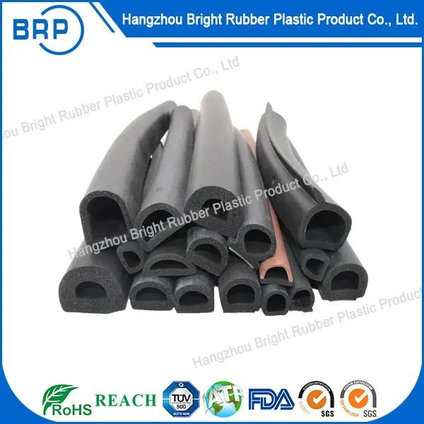 Customized D-Shape Flexible Gasket Soundproof Waterproof Sponge Foam Sealing Strip EPDM Material Rubber Extrusion